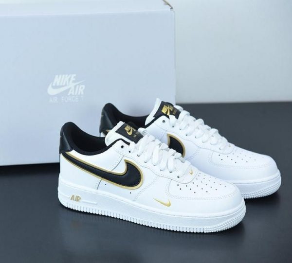 NIKE AIRFORCE 1 BLACK GOLD SWOOSH - Image 2