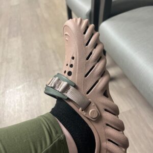 Side view of Crocs Echo Clogs with charms for adults in premium finish